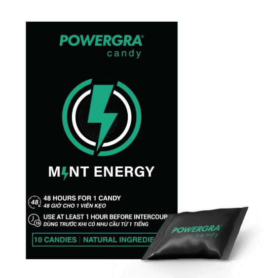 Kẹo bạc hà | Powergra Mint Energy | Tăng cường sinh lý - Hộp 10 viên